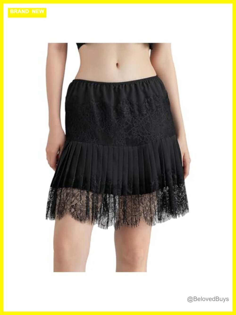 Lace Ruffle Mini Slip Skirt Pleated Flowy Y2K Style